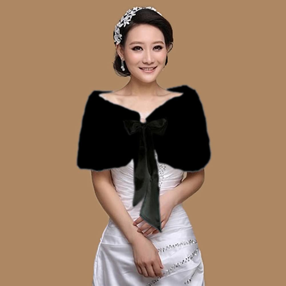 Stole Wedding Shawl - 女性用フェイクファーショール,ウェディングスカーフ,ヘアスカーフ,ブライドメイド用リボン付きノースリーブストール,ブライダル