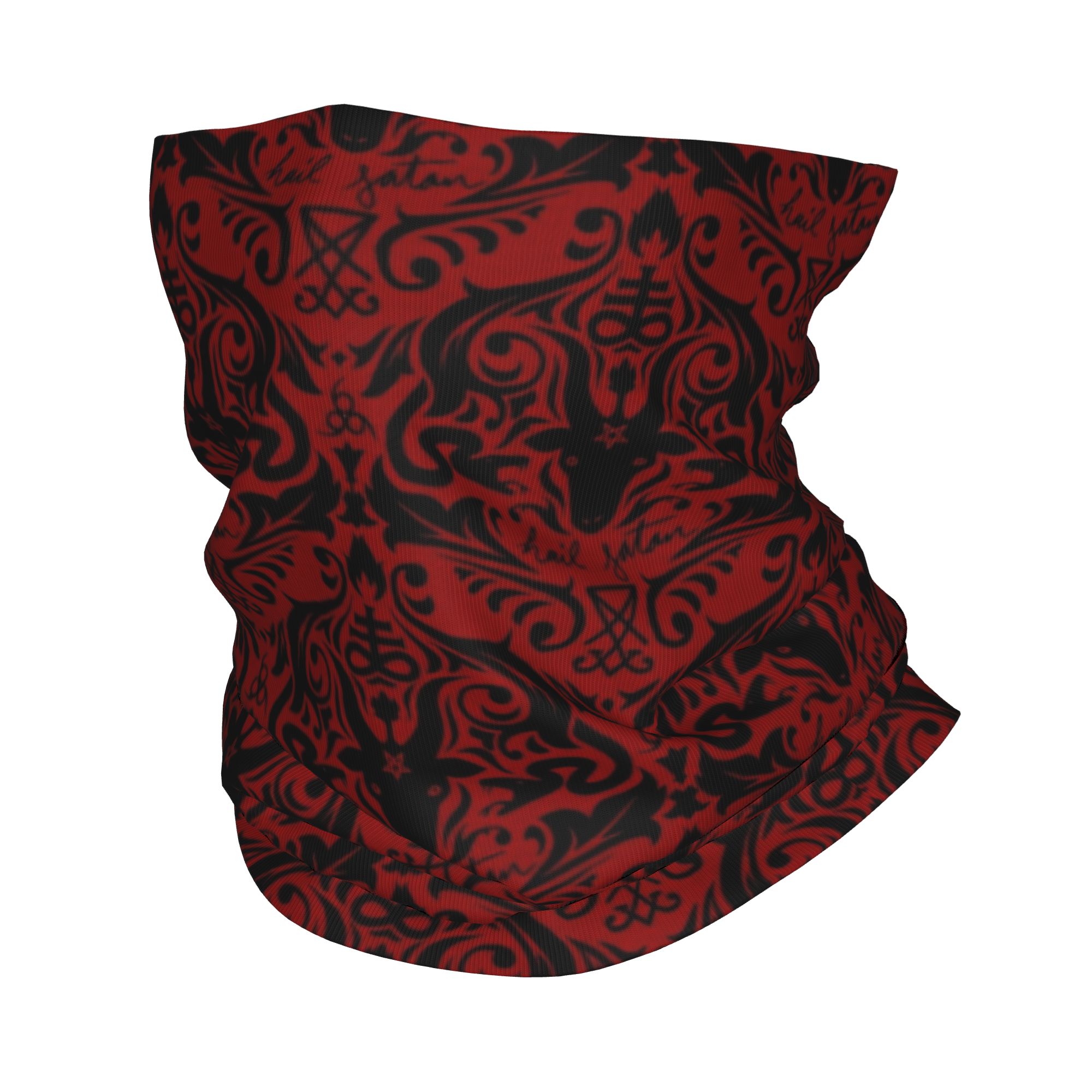 Neck Warmer Tube - バフォメット ダマスク ヘイル サタン ブラック レッド