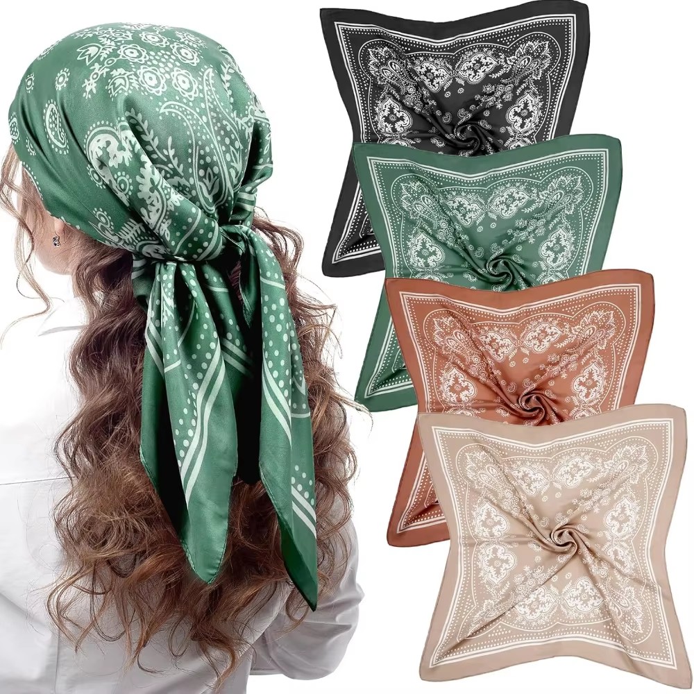 Ascot Neck Scarf - 高級ブランド シルク スクエア ペイズリー スカーフ レディース