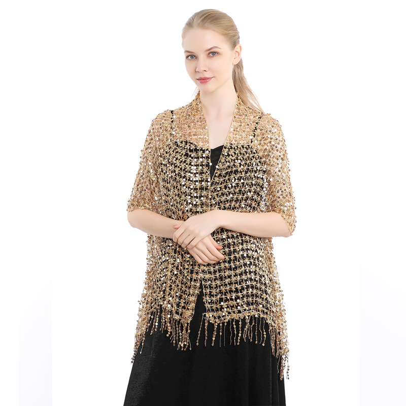 ヨーロッパとアメリカのスパンコールフリンジショール、女性用刺 - Stole Wedding Shawl のレビューと価格