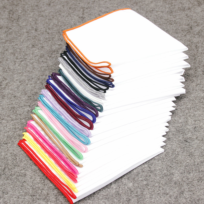 男性と女性のための白い綿のハンカチ,カラフルなポケットポケッ - Pocket Square Set のレビューと価格