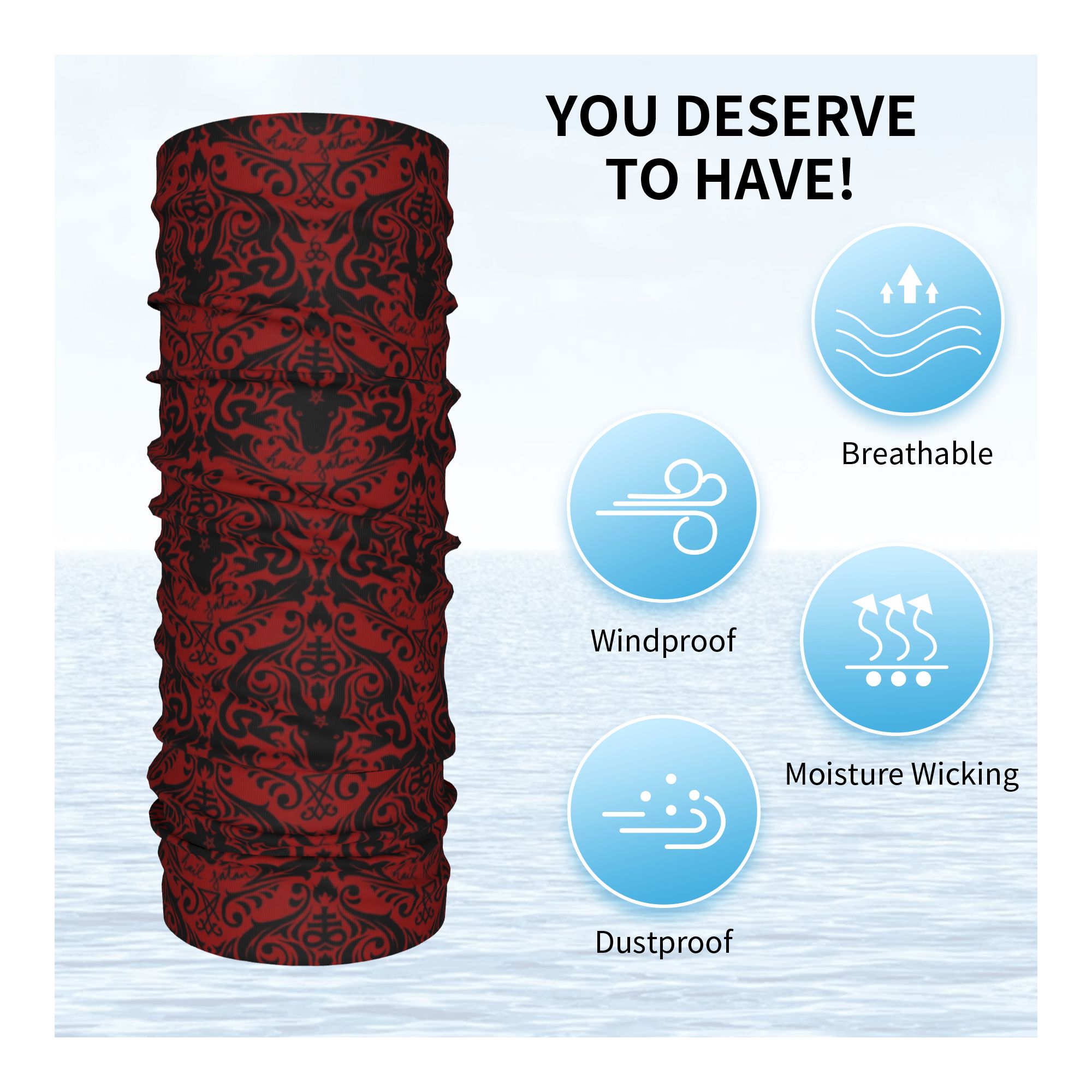 バフォメット ダマスク ヘイル サタン ブラック レッド デ - Neck Warmer Tube のレビューと価格