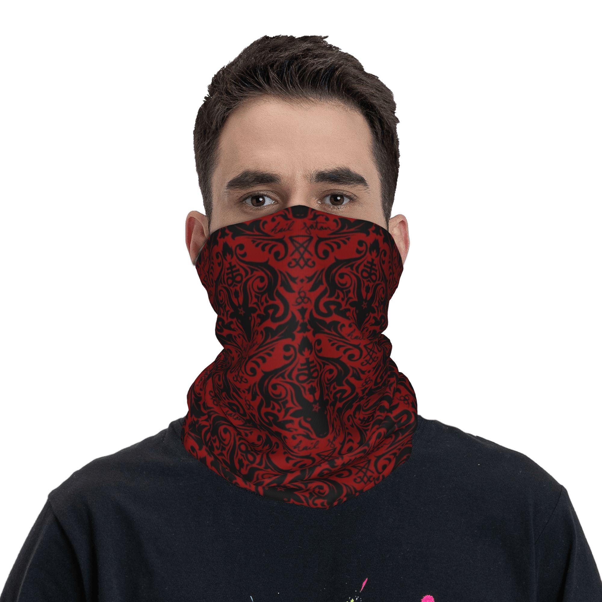 バフォメット ダマスク ヘイル サタン ブラック レッド デ - Neck Warmer Tube のレビューと価格
