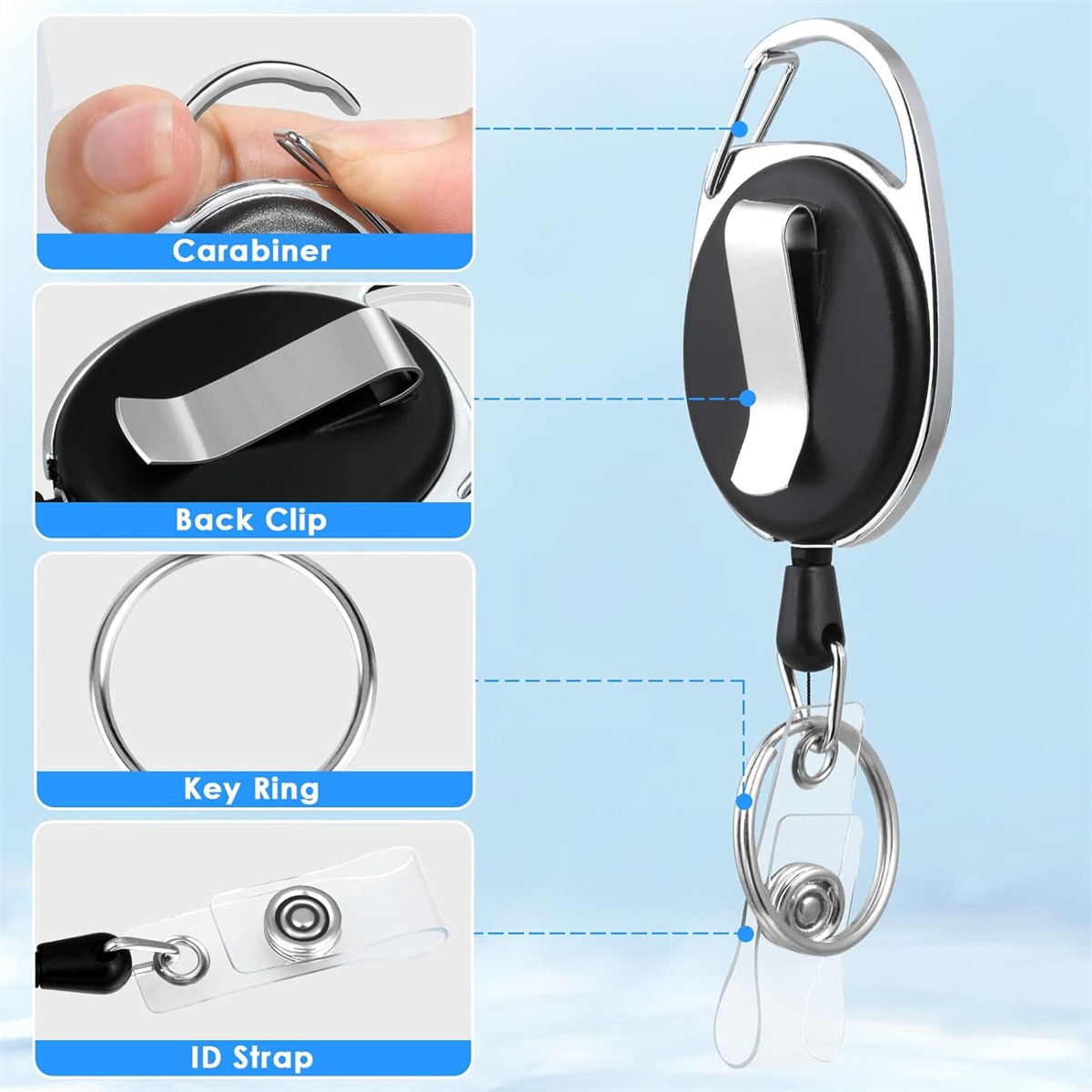 3 個のプラスチックバッジ従業員バッジホルダー格納式ストラッ - Lanyard Badge Holder のレビューと価格